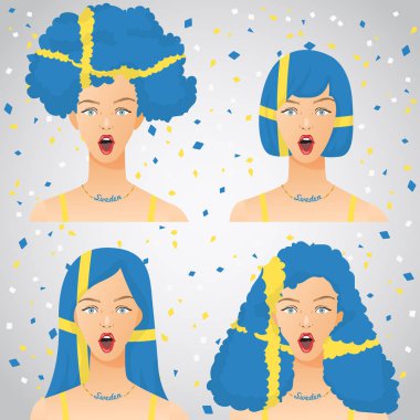 Ulusal bayrak saç kesimi kadınla şaşırttı: vektör çizim