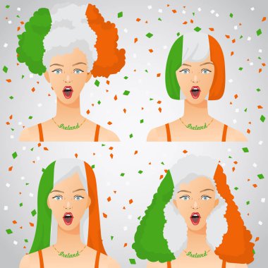 Ulusal bayrak saç kesimi kadınla şaşırttı: vektör çizim