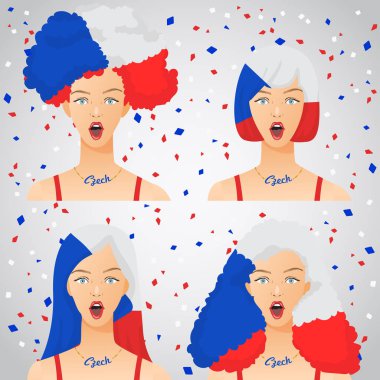 Ulusal bayrak saç kesimi kadınla şaşırttı: vektör çizim