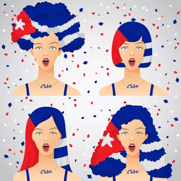 Mujer Sorprendida Con Corte Pelo Bandera Nacional Vector Illustration — Vector de stock