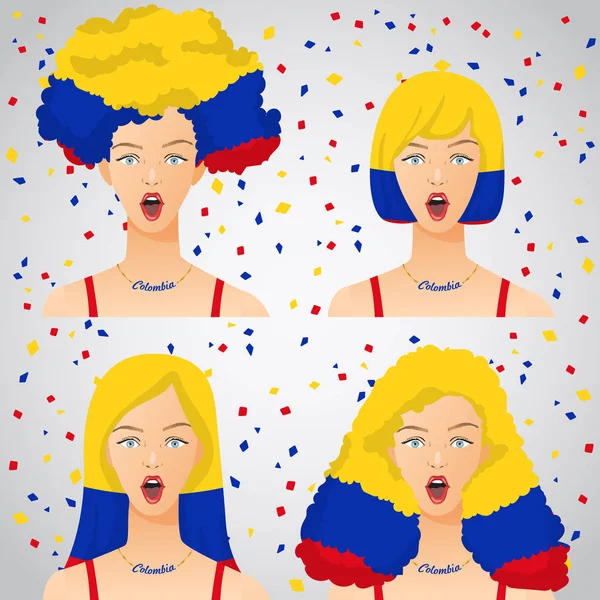 Femme Surprise Avec Coupe Cheveux Drapeau National Illustration Vectorielle — Image vectorielle