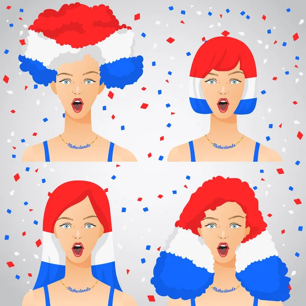 惊奇的妇女与国旗理发 矢量例证 — 图库矢量图片