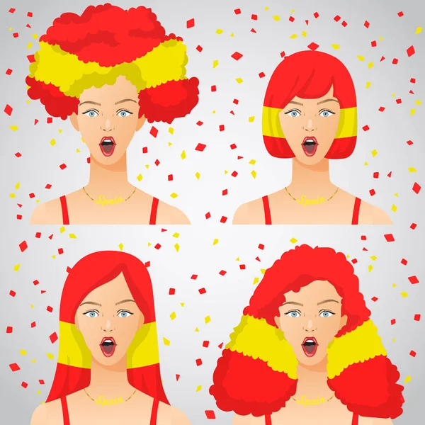 Femme Surprise Avec Coupe Cheveux Drapeau National Illustration Vectorielle — Image vectorielle