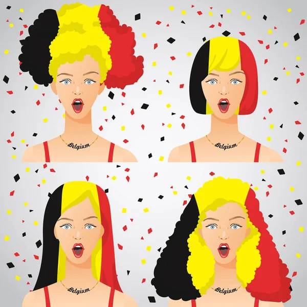 Femme Surprise Avec Coupe Cheveux Drapeau National Illustration Vectorielle — Image vectorielle