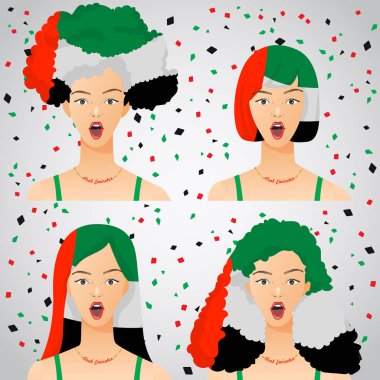 Ulusal bayrak saç kesimi kadınla şaşırttı: vektör çizim