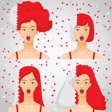 Ulusal bayrak saç kesimi kadınla şaşırttı: vektör çizim