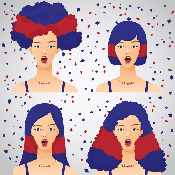 Femme Surprise Avec Coupe Cheveux Drapeau National Illustration Vectorielle — Image vectorielle