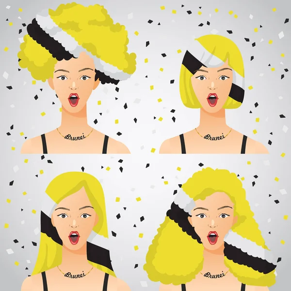 Ulusal bayrak saç kesimi kadınla şaşırttı: vektör çizim