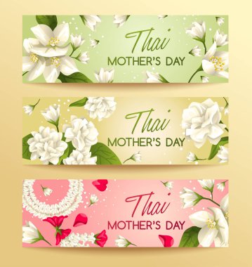 Mutlu Tay anneler günü kartı şablonu ile beyaz yasemin: vektör çizim