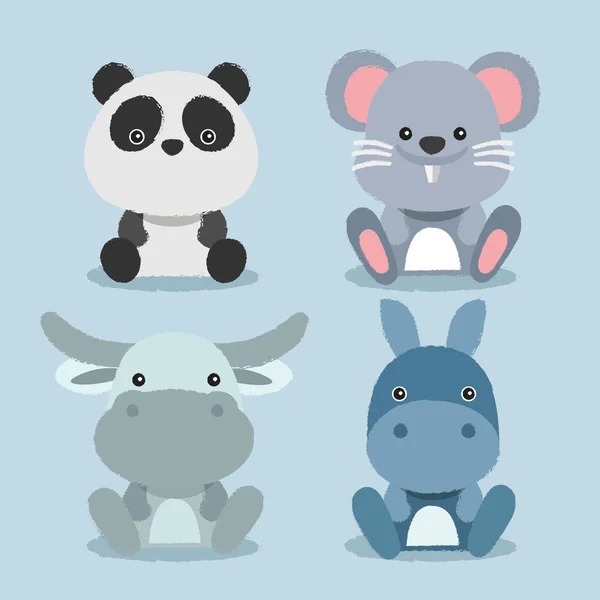 Baby Animal Collection Vektorillustration — Stockvektor