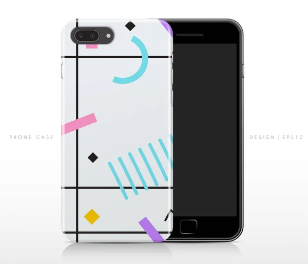 Farbenfrohe Abstrakte Muster Auf Telefonhülle Vorlage Vektor Illustration — Stockvektor