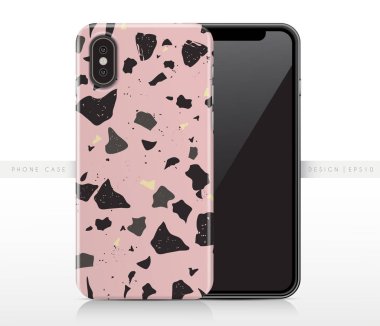 Renkli Terrazzo desen telefon servis talebi şablonundaki: vektör çizim
