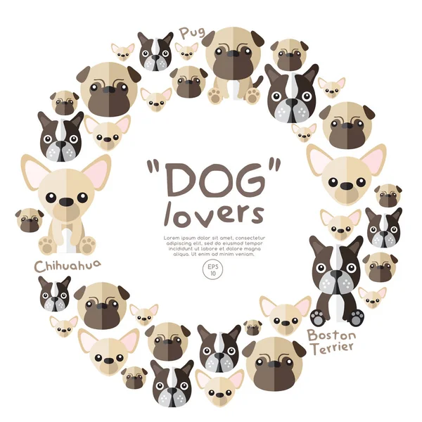 Set Wajah Anjing Pada Latar Belakang Putih Vector Illustration - Stok Vektor