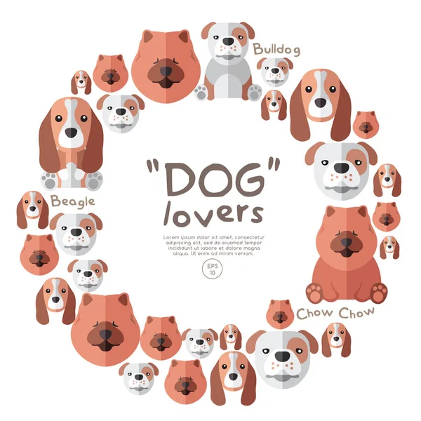 Jeu Visage Chien Sur Fond Blanc Illustration Vectorielle — Image vectorielle