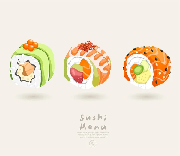 Set Sushi Rolls Vector Illustration — Stock Vector
