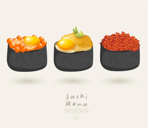 Ensemble Rouleaux Sushi Illustration Vectorielle — Image vectorielle