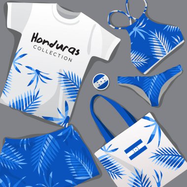 Ulusal Beachwear kümesi: Honduras: vektör çizim