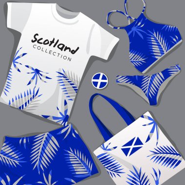 Ulusal Beachwear kümesi: İskoçya: vektör çizim
