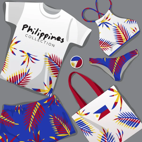 Conjunto Ropa Playa Nacional Filipinas Vector Illustration — Vector de stock