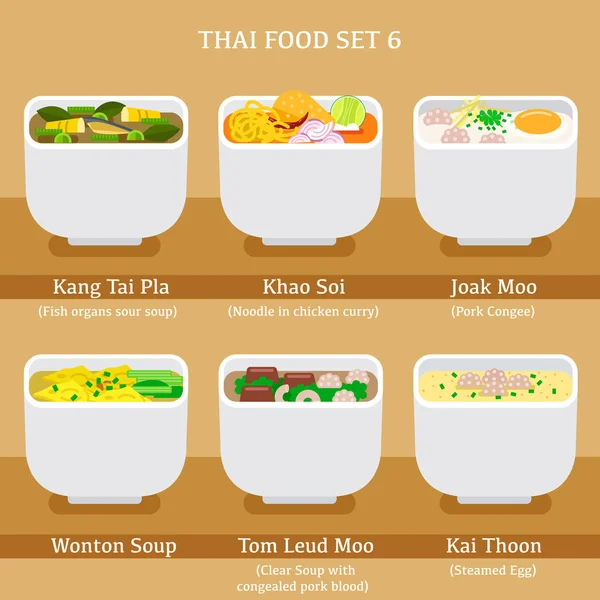 Set Thai Food Vector Illustration - Stok Vektor