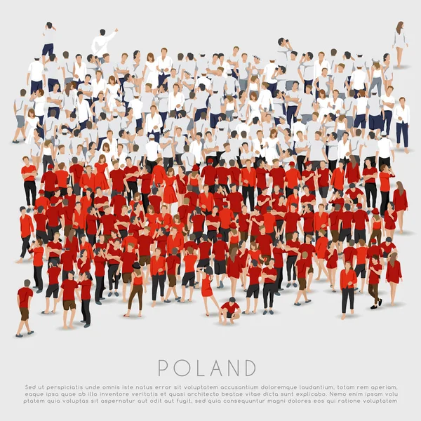 Folle Persone Forma Bandiera Polacca Illustrazione Vettoriale — Vettoriale Stock