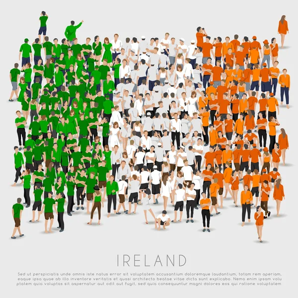 Multidão Pessoas Forma Bandeira Irlanda Ilustração Vetorial — Vetor de Stock