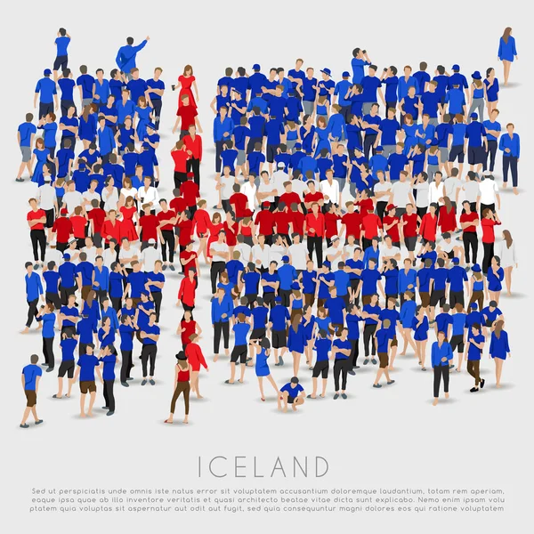 Folle Persone Forma Bandiera Islandese Illustrazione Vettoriale — Vettoriale Stock