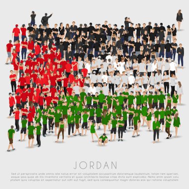 Jordan bayrağı şeklinde insan kalabalığı: vektör çizim