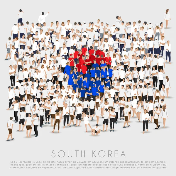 Multidão Pessoas Forma Bandeira Coreia Sul Ilustração Vetorial — Vetor de Stock