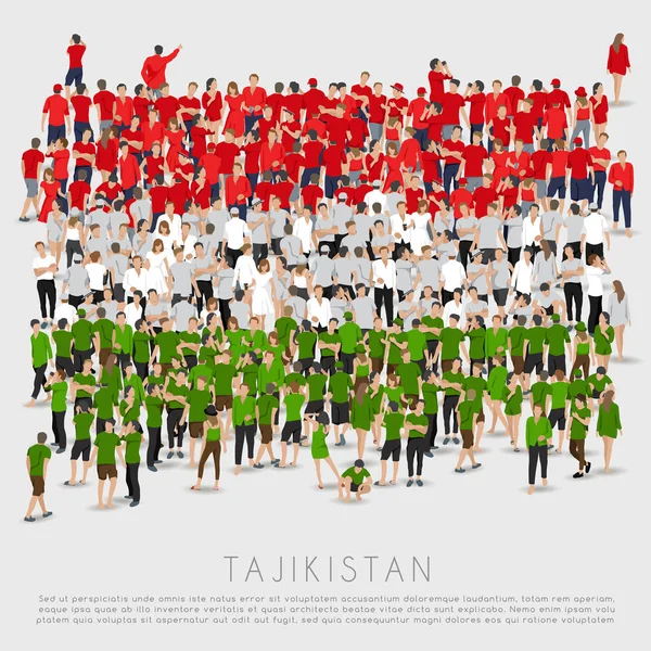 Folle Persone Forma Bandiera Del Tagikistan Illustrazione Vettoriale — Vettoriale Stock