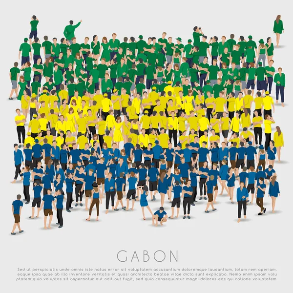 Πλήθος Ανθρώπων Στη Μορφή Της Σημαίας Της Γκαμπόν Εικονογράφηση Διάνυσμα — Διανυσματικό Αρχείο