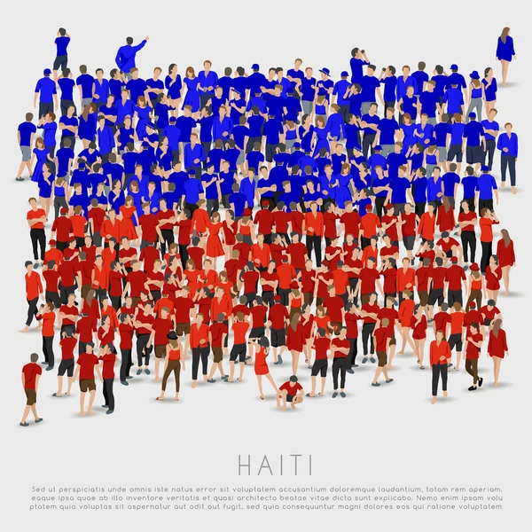 Multidão Pessoas Forma Bandeira Haiti Ilustração Vetorial — Vetor de Stock