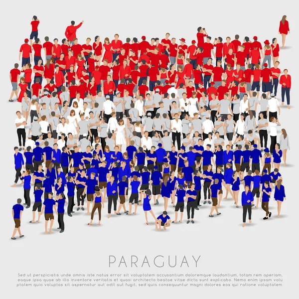 Foule Personnes Forme Drapeau Paraguay Illustration Vectorielle — Image vectorielle