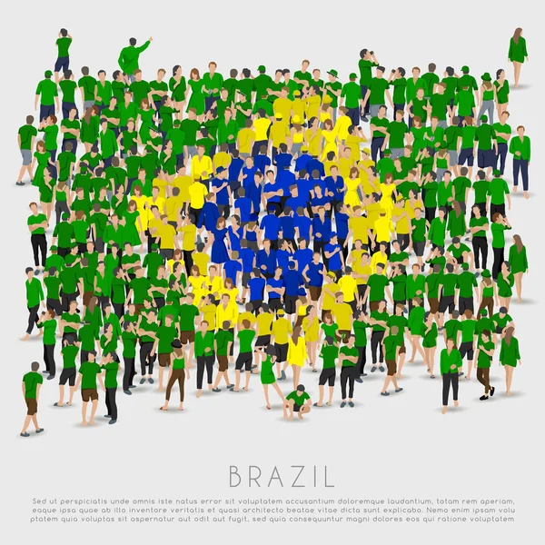 Толпа Людей Форме Флага Бразилии Векторная Иллюстрация — стоковый вектор