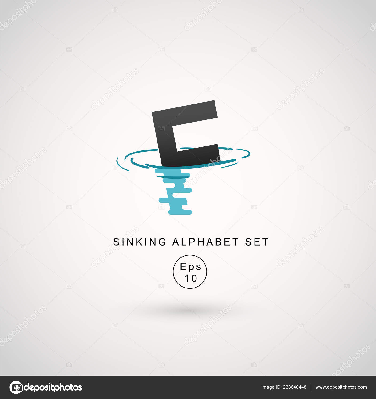 Typography Design Water Ripple Effect Isolated White Background Vector ...