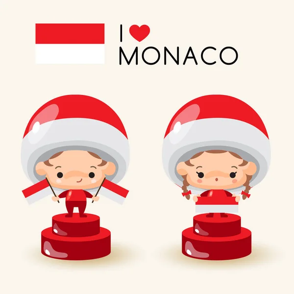 Ragazzo Con Cappello Nazionale Bandiere Nazionali Monaco Illustrazione Vettoriale — Vettoriale Stock