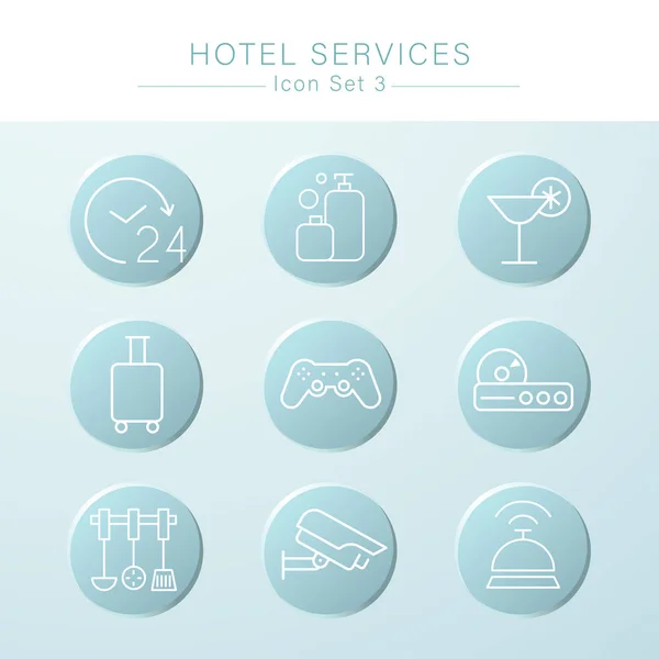 Services Hôtel Minimal Icon Set Illustration Vectorielle — Image vectorielle