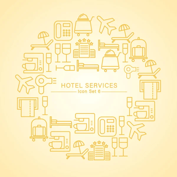 Minimaler Symbolsatz Für Hoteldienstleistungen Vektor Illustration — Stockvektor