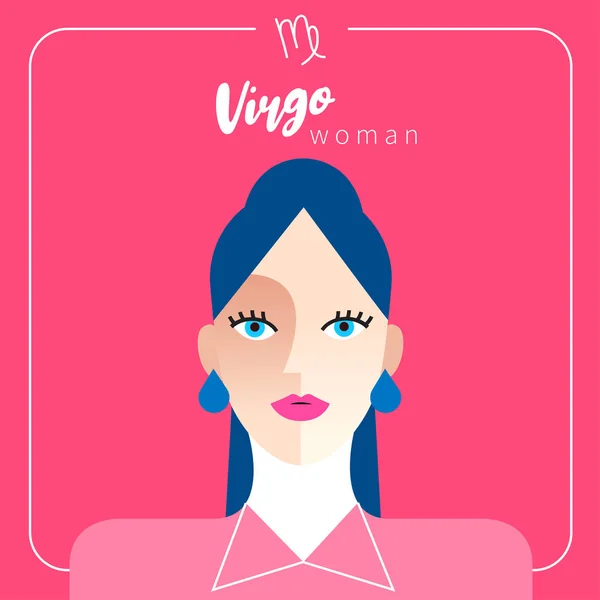 Virgo Chica Mujer Hermosa Con Signo Horóscopo Vector Ilustración — Archivo Imágenes Vectoriales