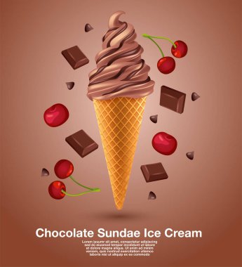 Çikolatalı dondurma yumuşak hizmet: Vektör çizim