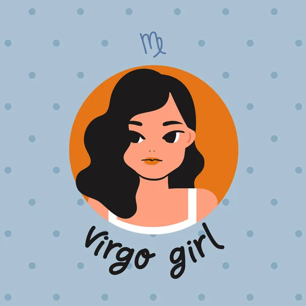 Virgo Muchacha Bonita Con Signo Horóscopo Sobre Fondo Pastel Vector — Archivo Imágenes Vectoriales