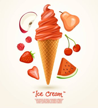 Aromalı Set izole beyaz arka plan üzerinde yumuşak dondurma: vektör çizim