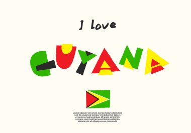 Guyana: Dünya bayrak ile eğlenceli geometrik alfabe: vektör çizim 