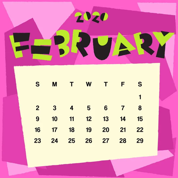 Vorlage Für Kalender 2020 Monatskalender Mit Abstraktem Hintergrund Vektorillustration — Stockvektor