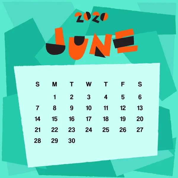 Calendário 2020 Modelo Calendário Mensal Com Fundo Abstrato Ilustração Vetorial — Vetor de Stock