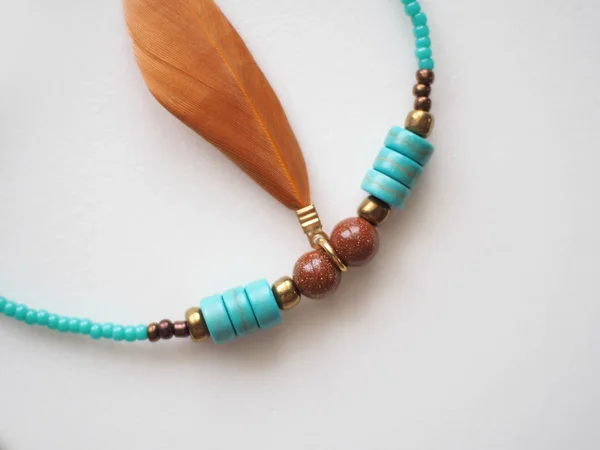 Bracelet and Necklace : Mixed beads isolated on white background  :  Blurred, soft focus