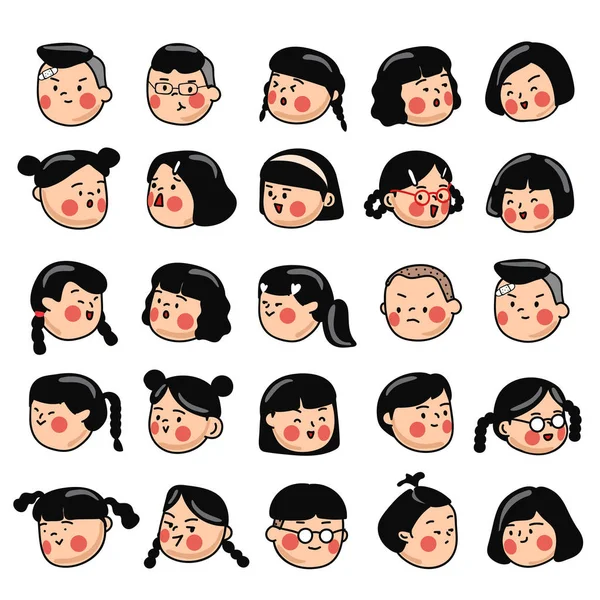 Chlapci Dívky Obličejové Emoce Izolované Pozadí Vektorová Ilustrace — Stockový vektor
