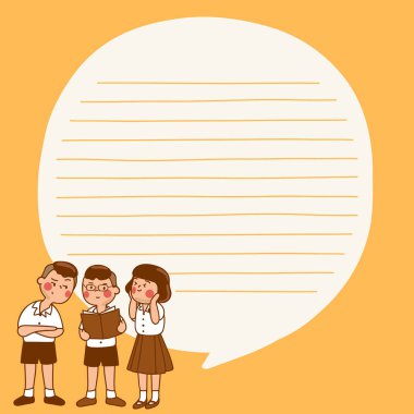 Notebook, günlük, çıkartmalar ve Planlayıcı için sevimli okul çocuklar illüstrasyon elemanları: vektör Illustration