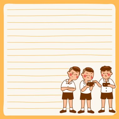 Notebook, günlük, çıkartmalar ve Planlayıcı için sevimli okul çocuklar illüstrasyon elemanları: vektör Illustration