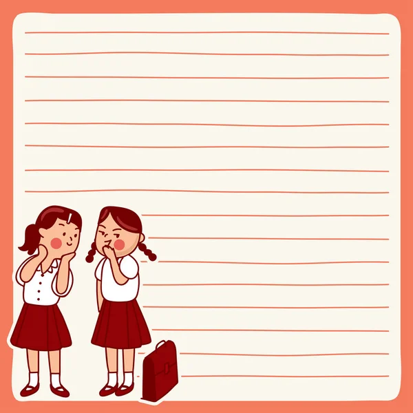 Cute Escola Crianças Ilustração Elementos Para Notebook Diário Adesivos Planejador —  Vetores de Stock